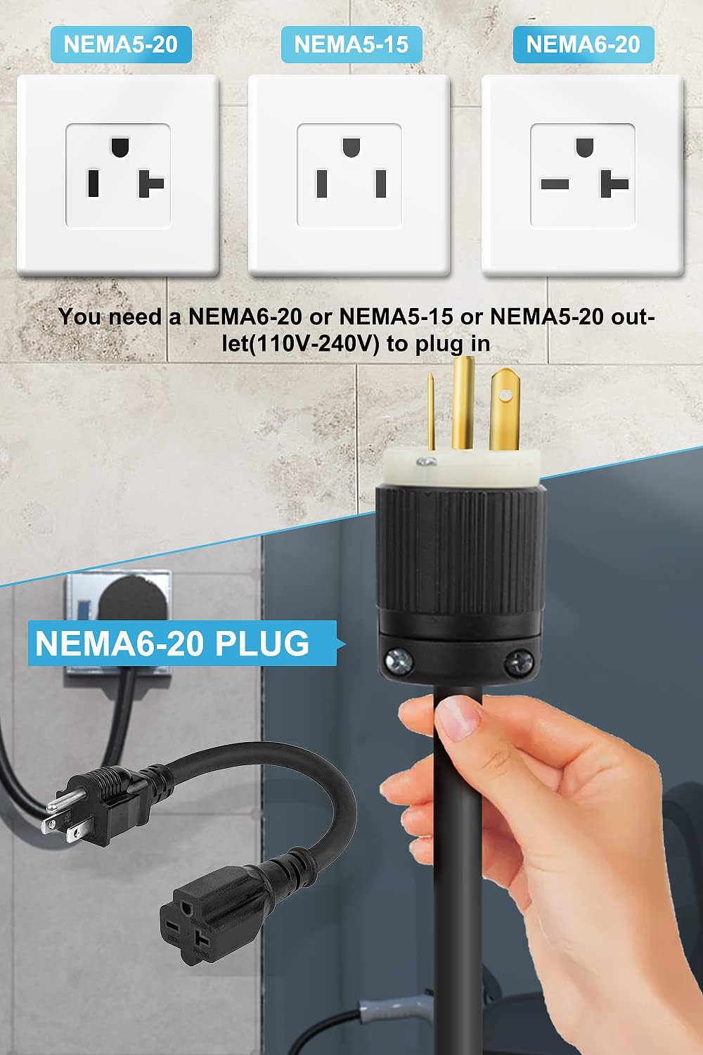 Portable EV Charger with Adapter J8150
