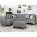 Grey Sectional Sofa Set with Chaise Lounge and Storage Ottoman O620763