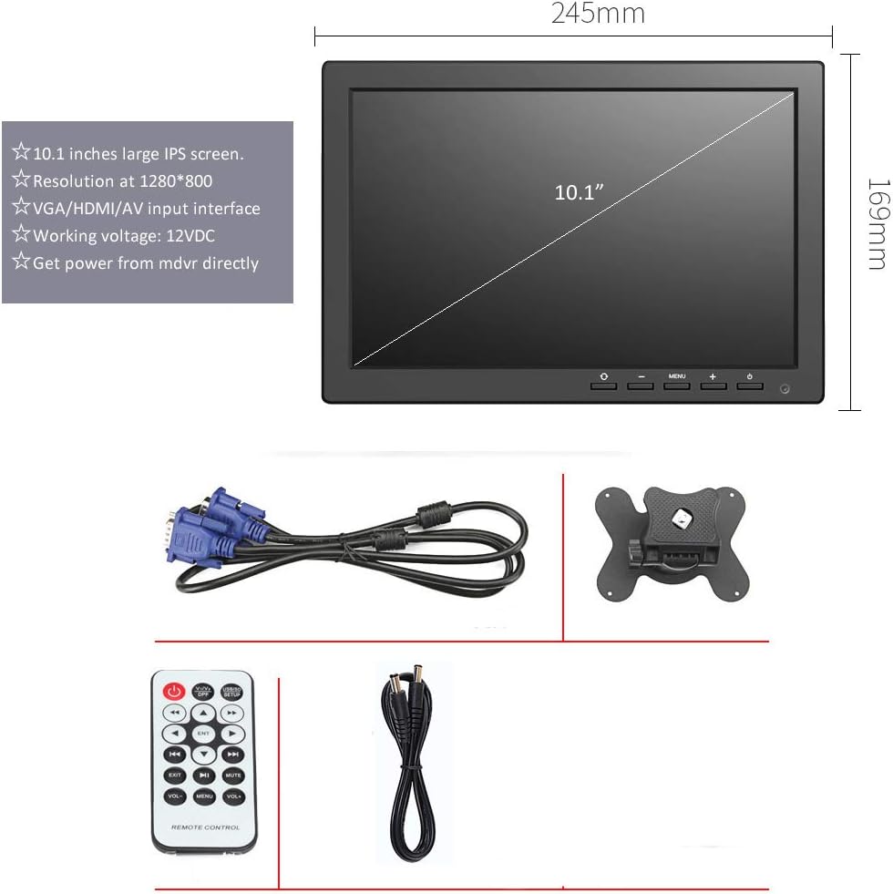 4 Channel 1080P AHD Mobile Vehicle DVR Video Recorder Kit with 10 inches Screen U573850