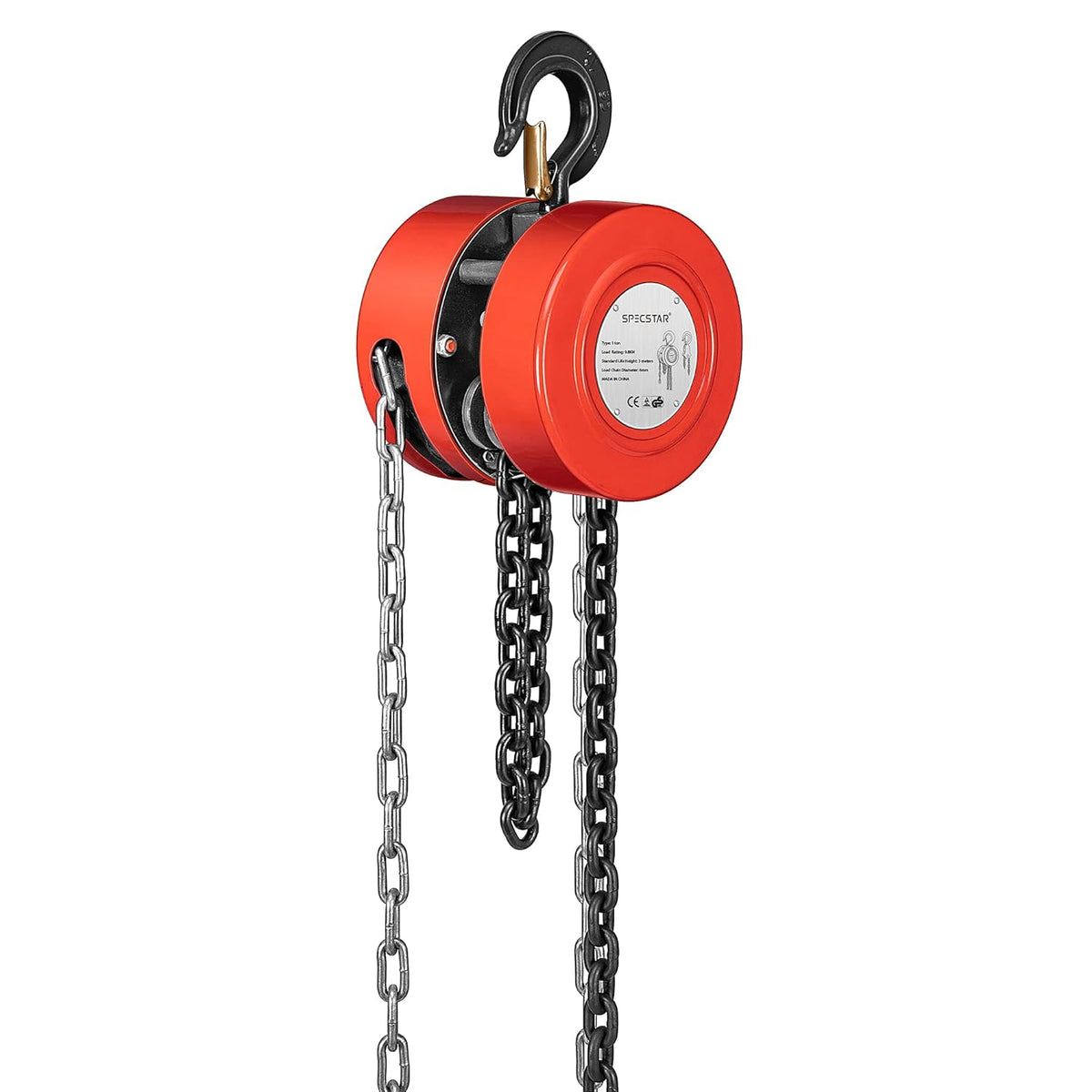 10 Feet Manual Hand Lift Steel Chain Block Hoist with 2 Hooks 2 Ton Capacity K8048