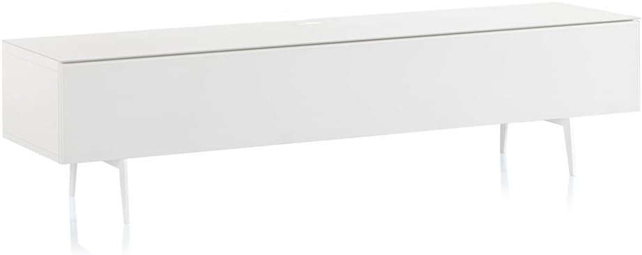 White Wood and Glass TV Stand with Metal Legs M28502