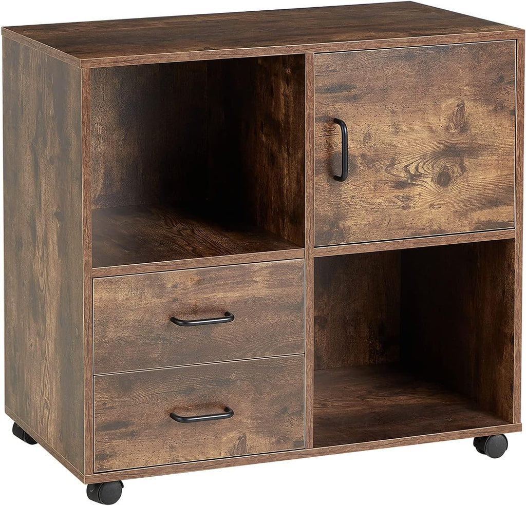 2 Drawers Mobile Wooden Lateral Filing Cabinet with Lockable Casters M89165