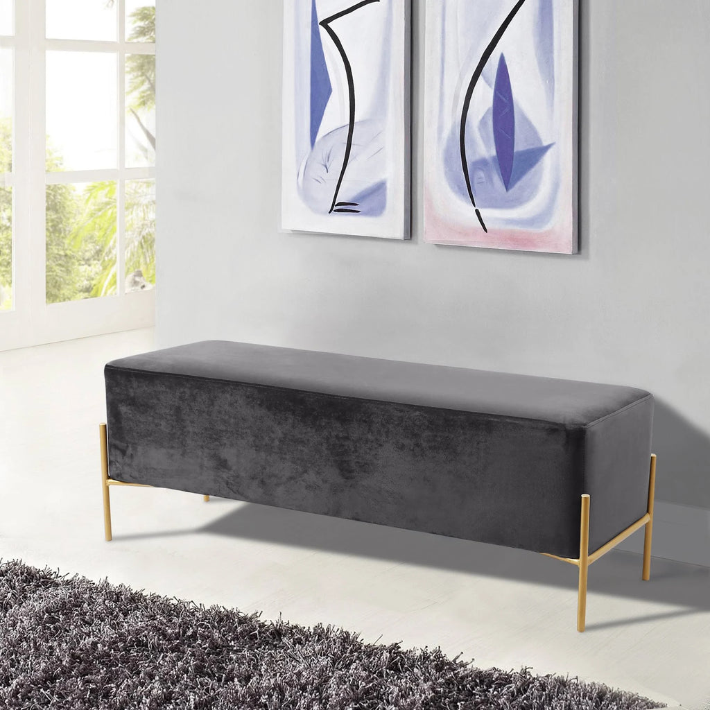 Grey Velvet Bench M5139