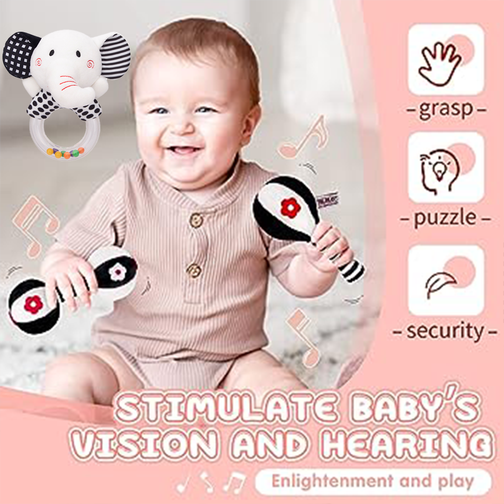 3PCS Soft High Contrast Black and White Baby Rattles N681