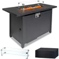 43 Inch Propane Fire Pit Table with Lid and Metal Tabletop, 50,000 BTU Gas Fire Pit Table with 6.6 Pounds Lava Stones L874