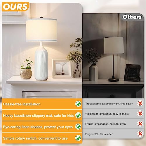 White Ceramic Table Lamp with 3-Color Temperatures U8420