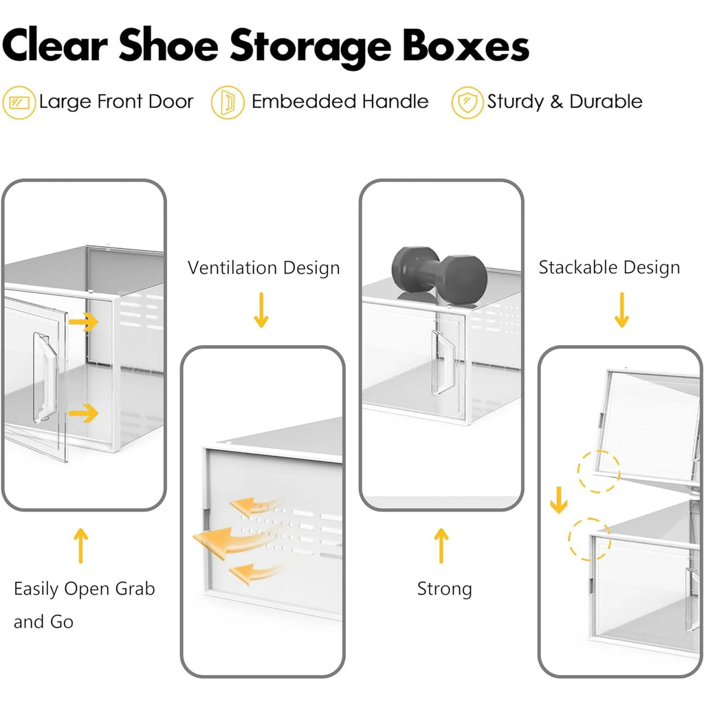 X-Large Shoe Storage Box 12 Pack Stackable Breathable B335605