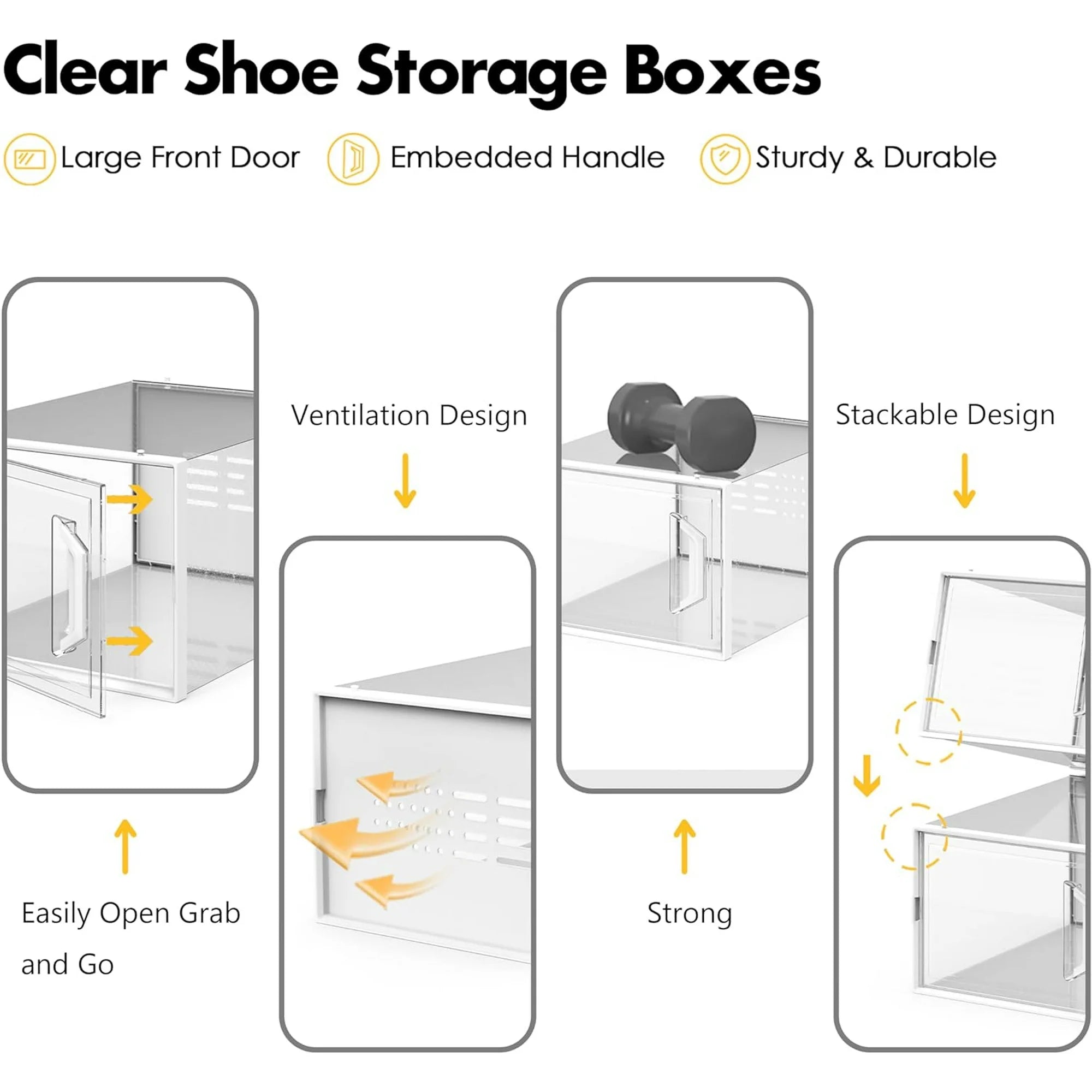 X-Large Shoe Storage Box 12 Pack Stackable Breathable B335605