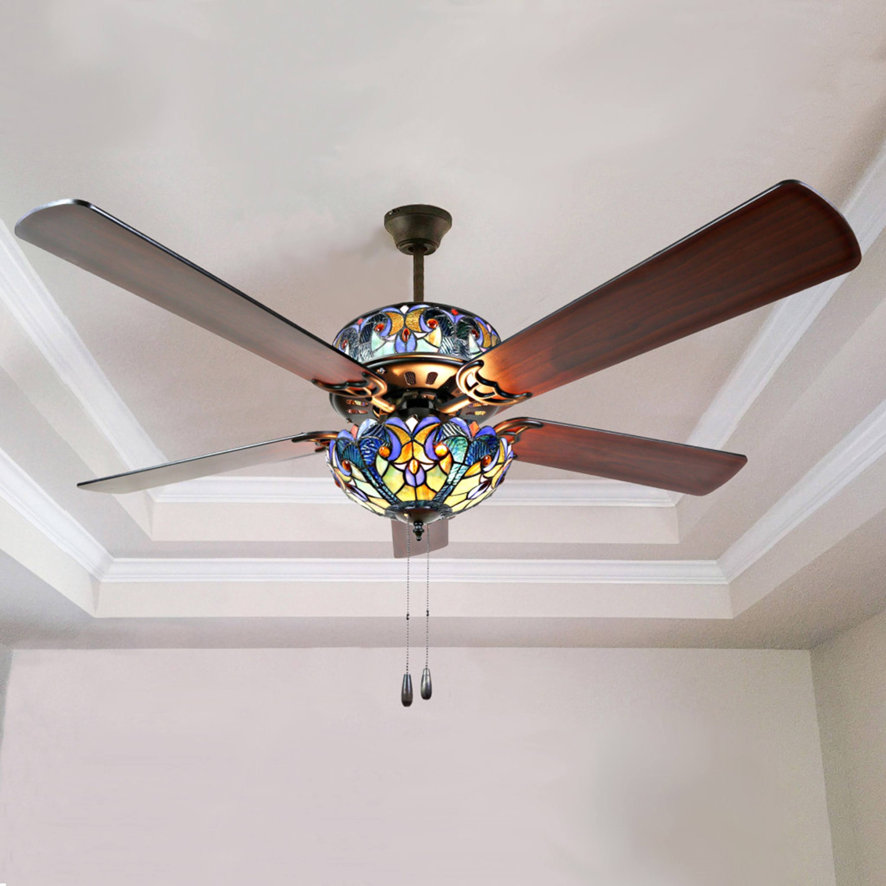 Blue Stained Glass Ceiling Fan E463651