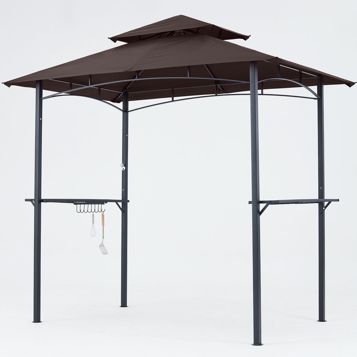 Brown Outdoor BBQ Grill Gazebo with LED Light O424592