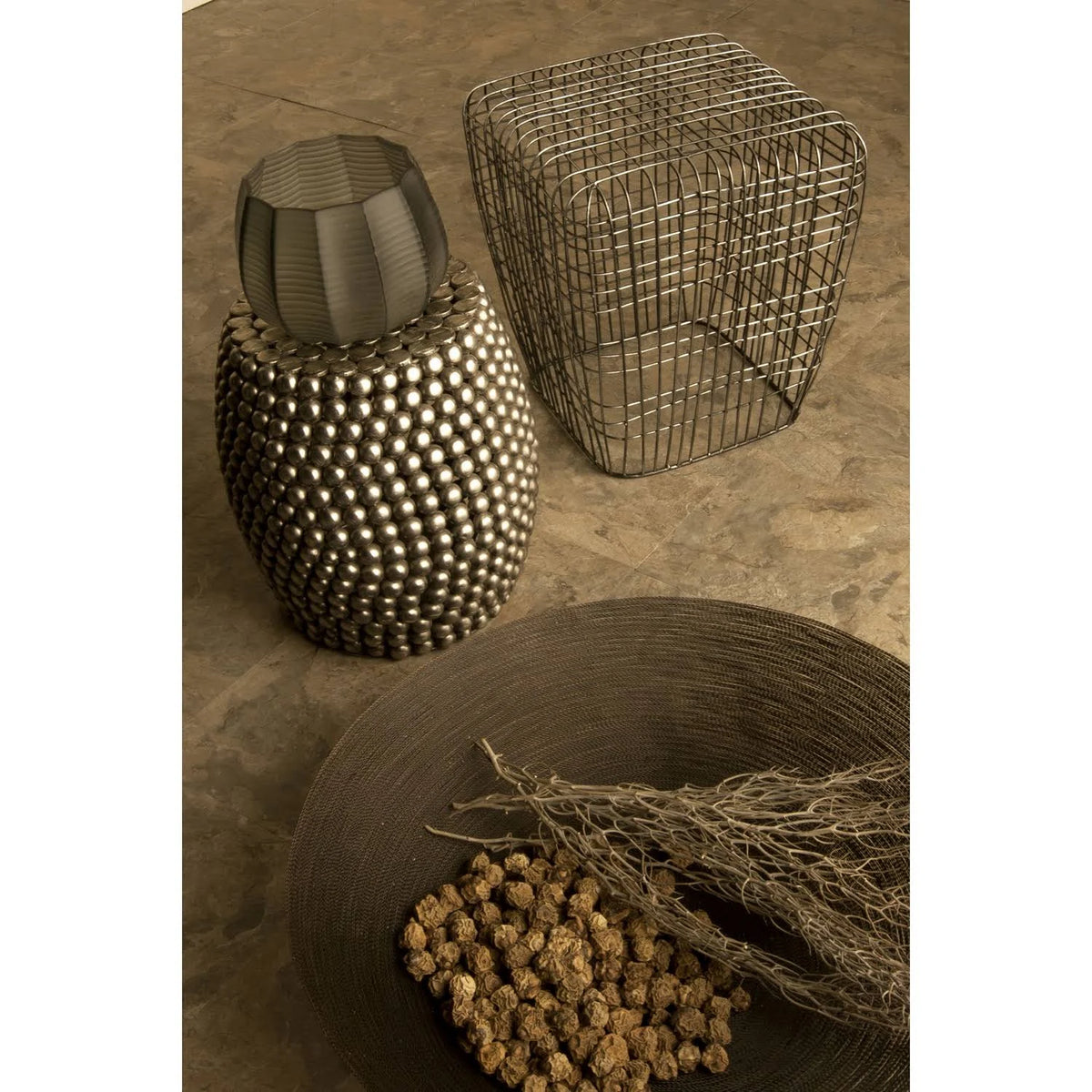 Pewter Pebble Stool E709