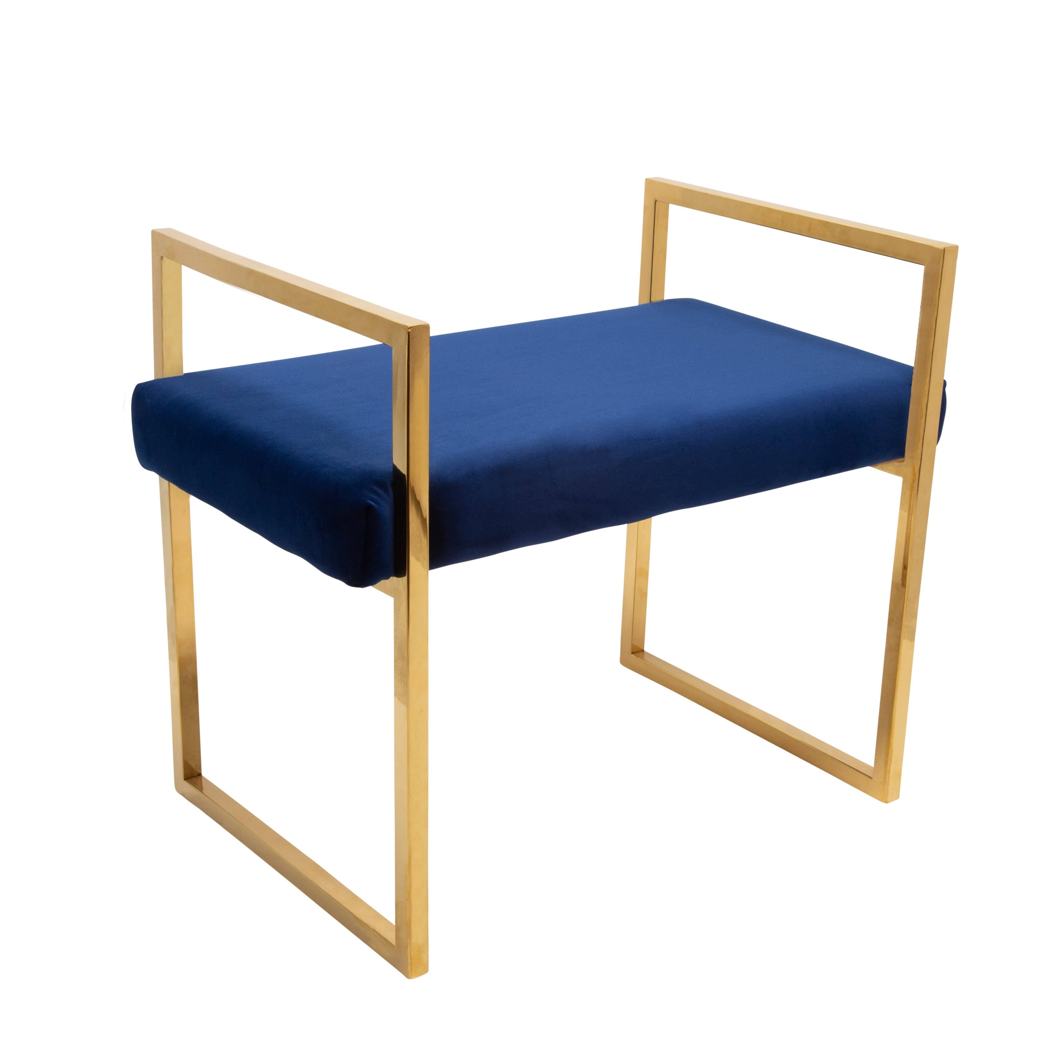Navy/Gold Velveteen Bench with Handles M507730