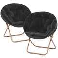 Black Faux Fur Folding Accent Chair with Metal Frame L426