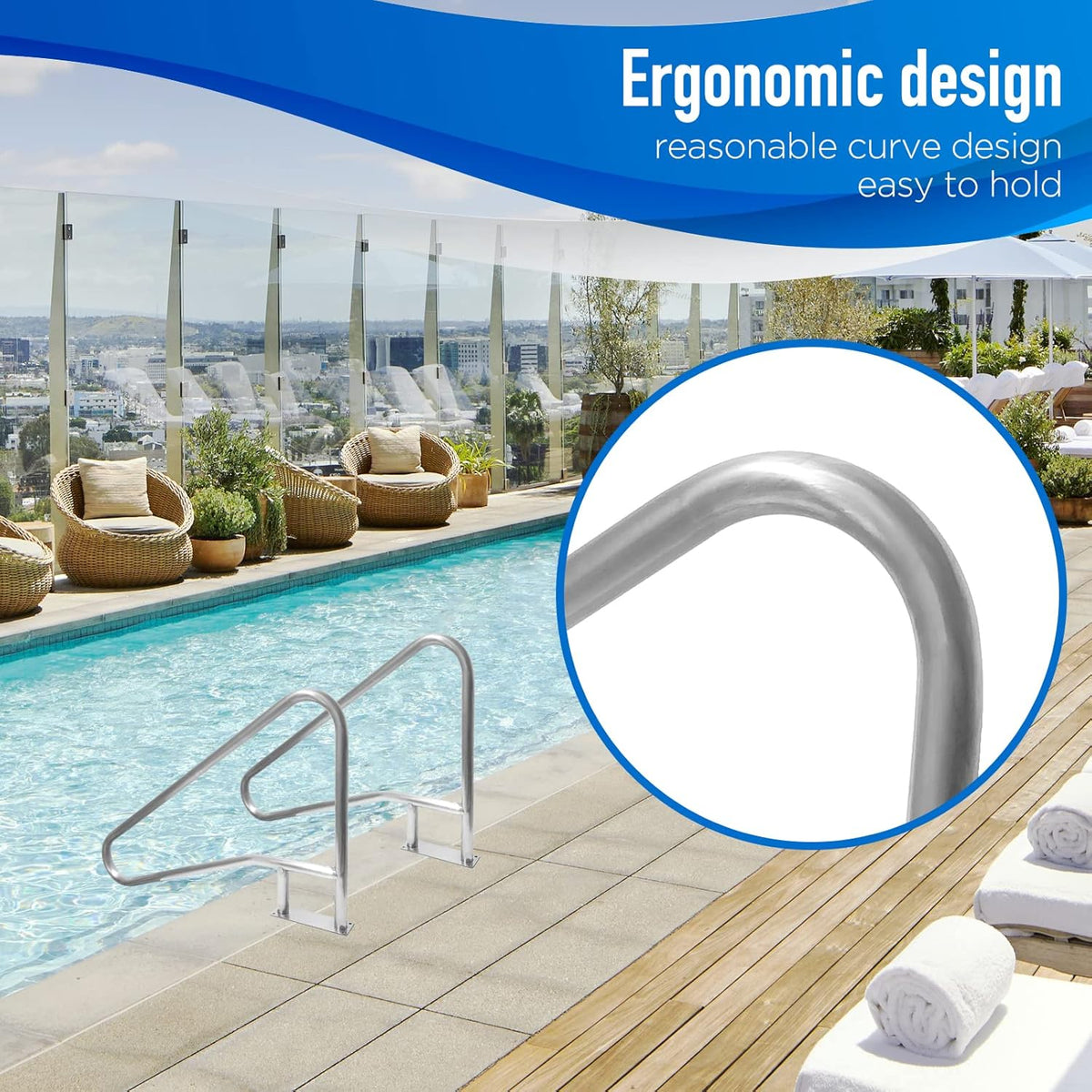 Pool Handrail 54x36 304 Stainless Steel W60563