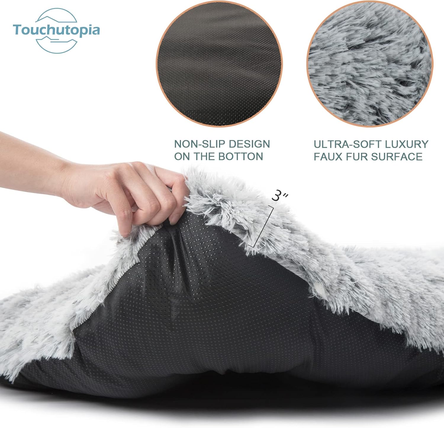 XL Plush Faux Fur Dog Bed with Waterproof Non-Slip Bottom A936