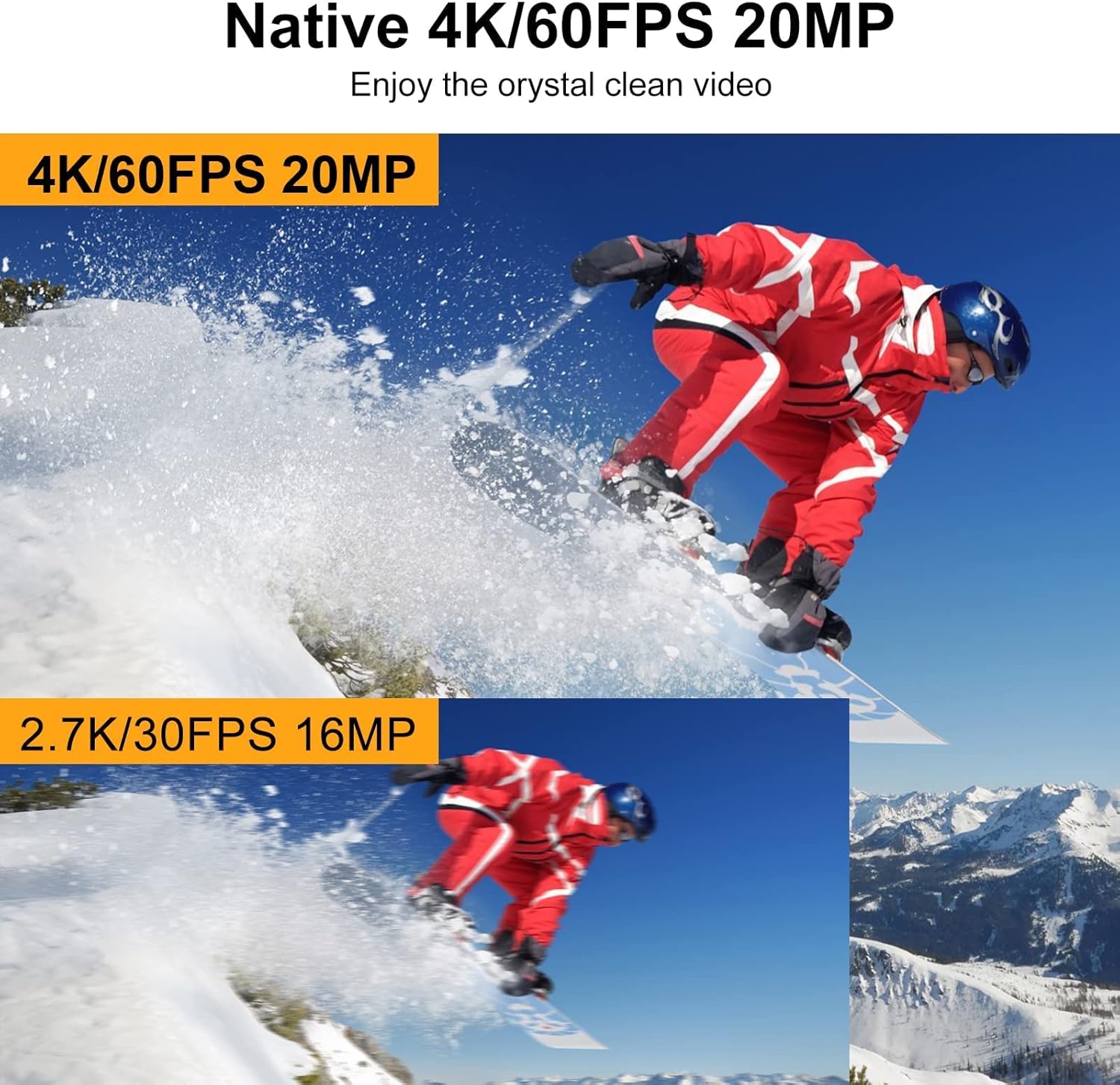 4K60FPS WiFi Action Camera with Dual Touch Screen Display T950650