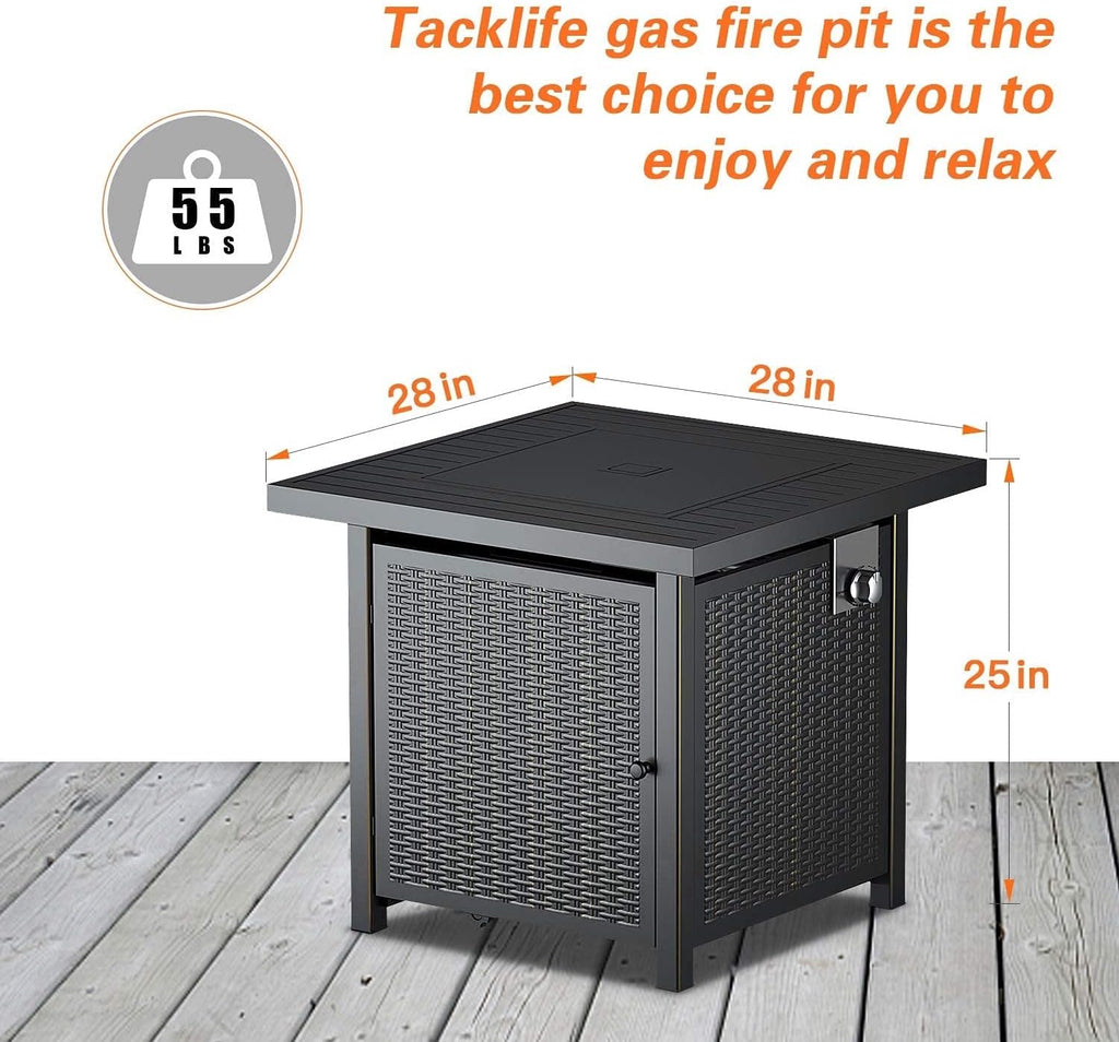 28 Inch 50,000 BTU Propane Gas Fire Pit Table with Lid J4226