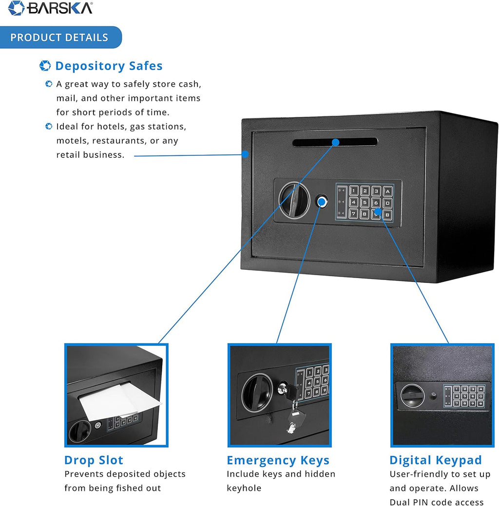 Compact Digital Depository Drop Safe with Front Load Drop Box R29002