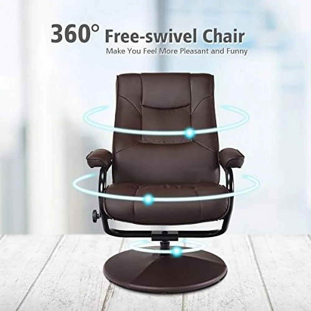 Gray PU Leather Recliner Chair with Ottoman F535