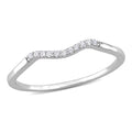 10kt White Gold Wavy Wedding Band with Shared Prong Setting Y3445