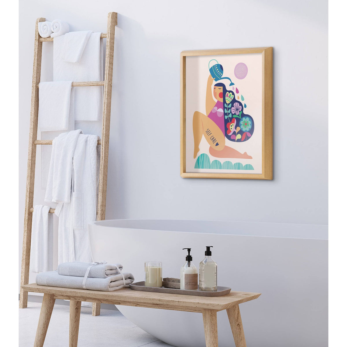 Natural Plastic Framed Printed Glass O652