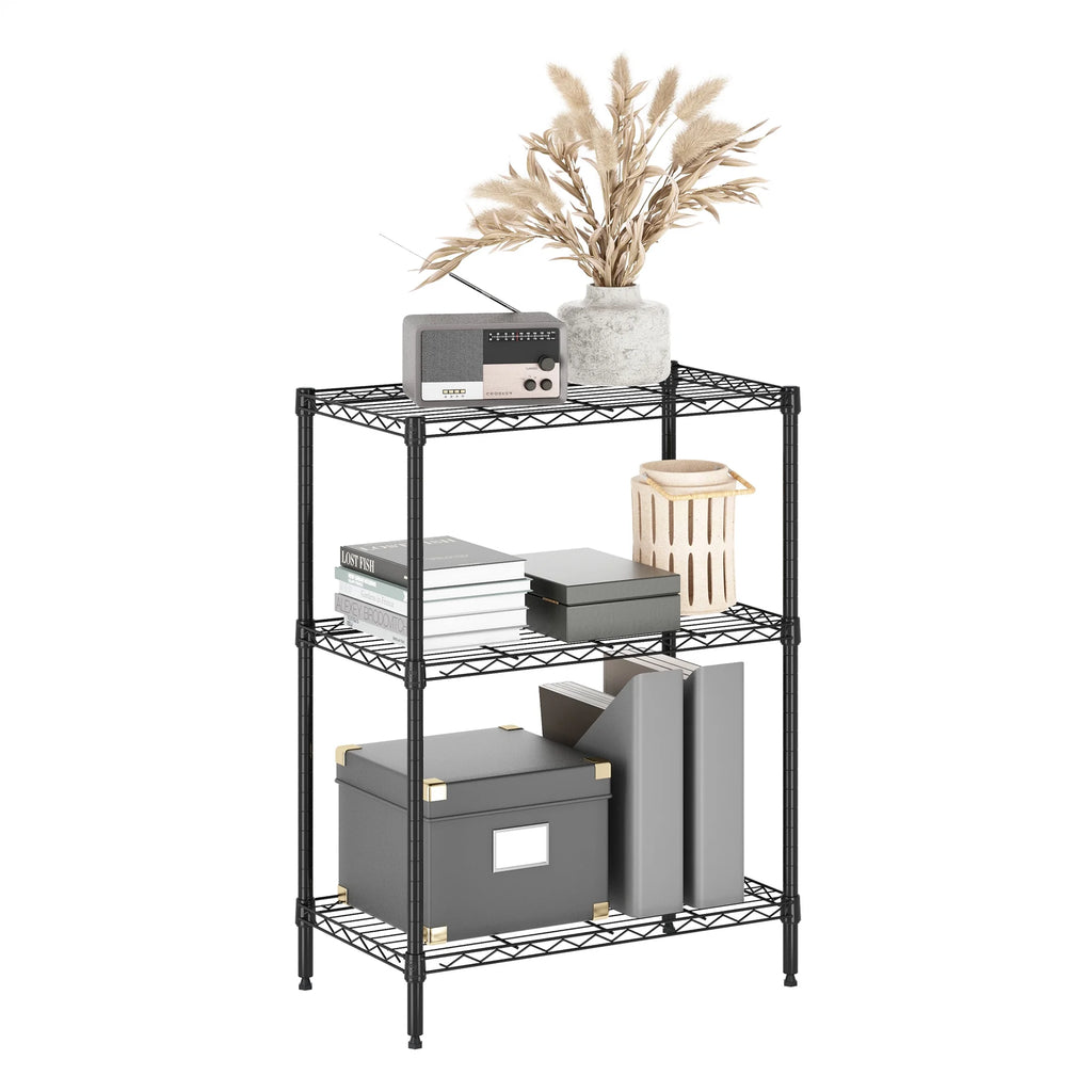 Black 3-Tier Metal Storage Shelf Rack D96411