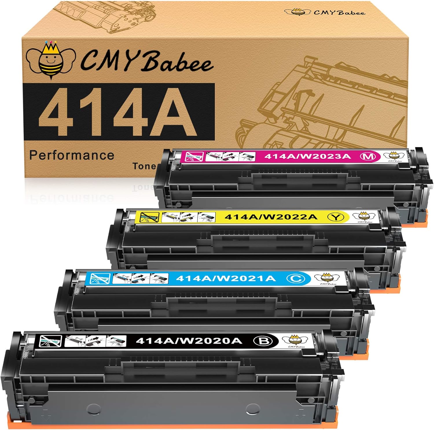 4-Pack Toner Cartridge for HP 414A 414X W2020A W2021A W2022A W2023A S58980