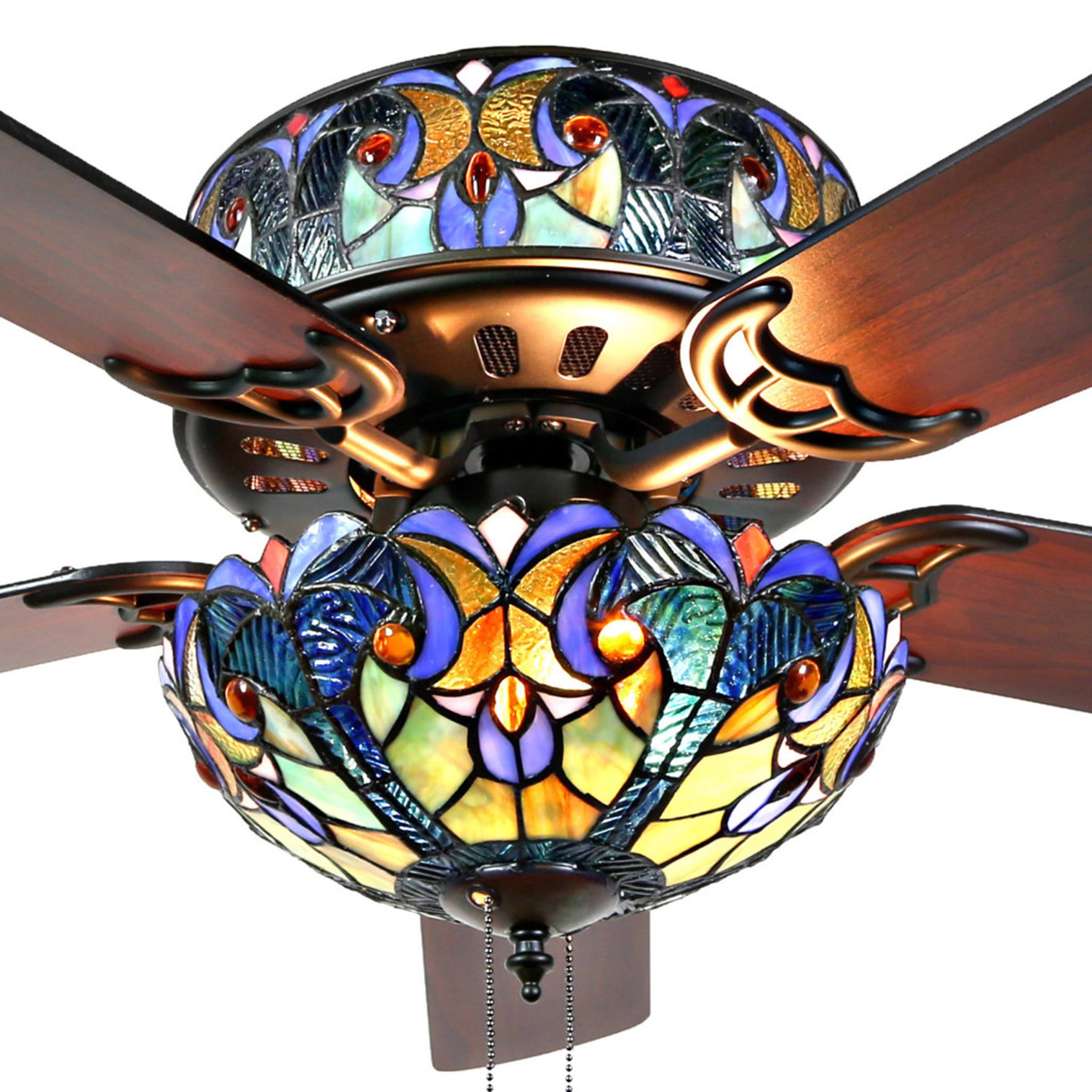 Blue Stained Glass Ceiling Fan E463651