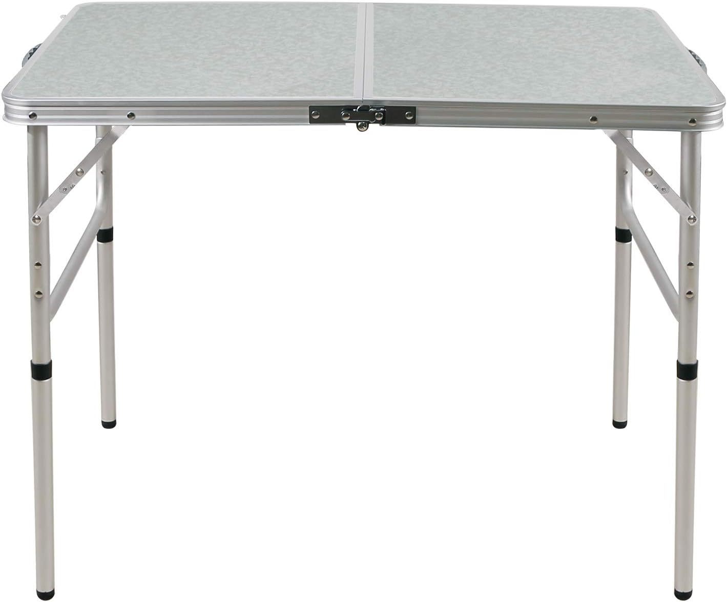 White 3 Foot Aluminum Folding Camping Table with Adjustable Legs A2305