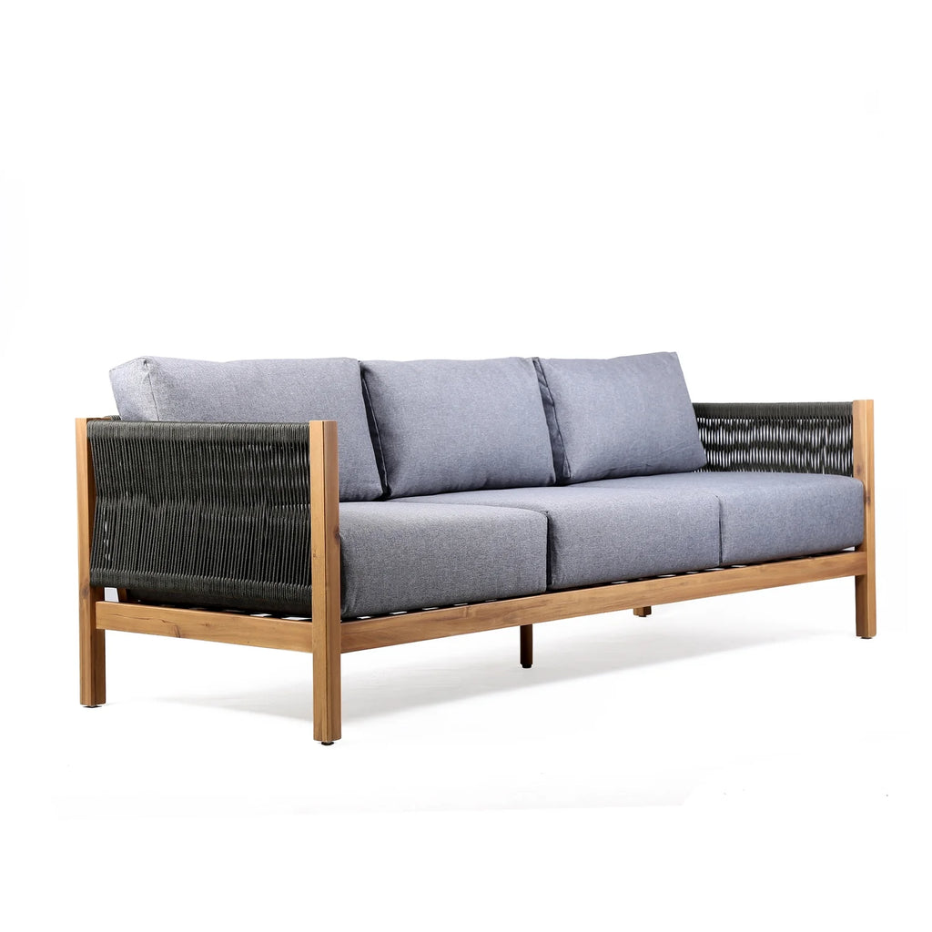 Natural Wood & Fabric Outdoor Patio Sofa P68832