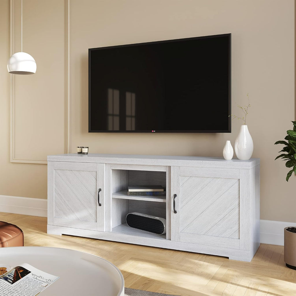 Gray Wash TV Stand with Two Shelves and Storage Cabinets U564