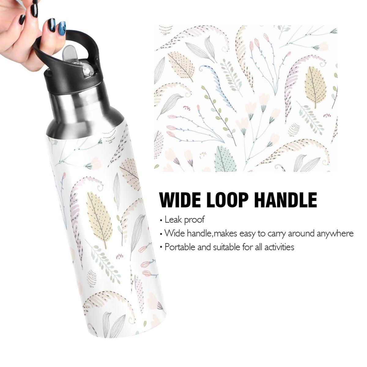 Vintage Stainless Steel Insulated Water Bottle with Straw Lid Z183141