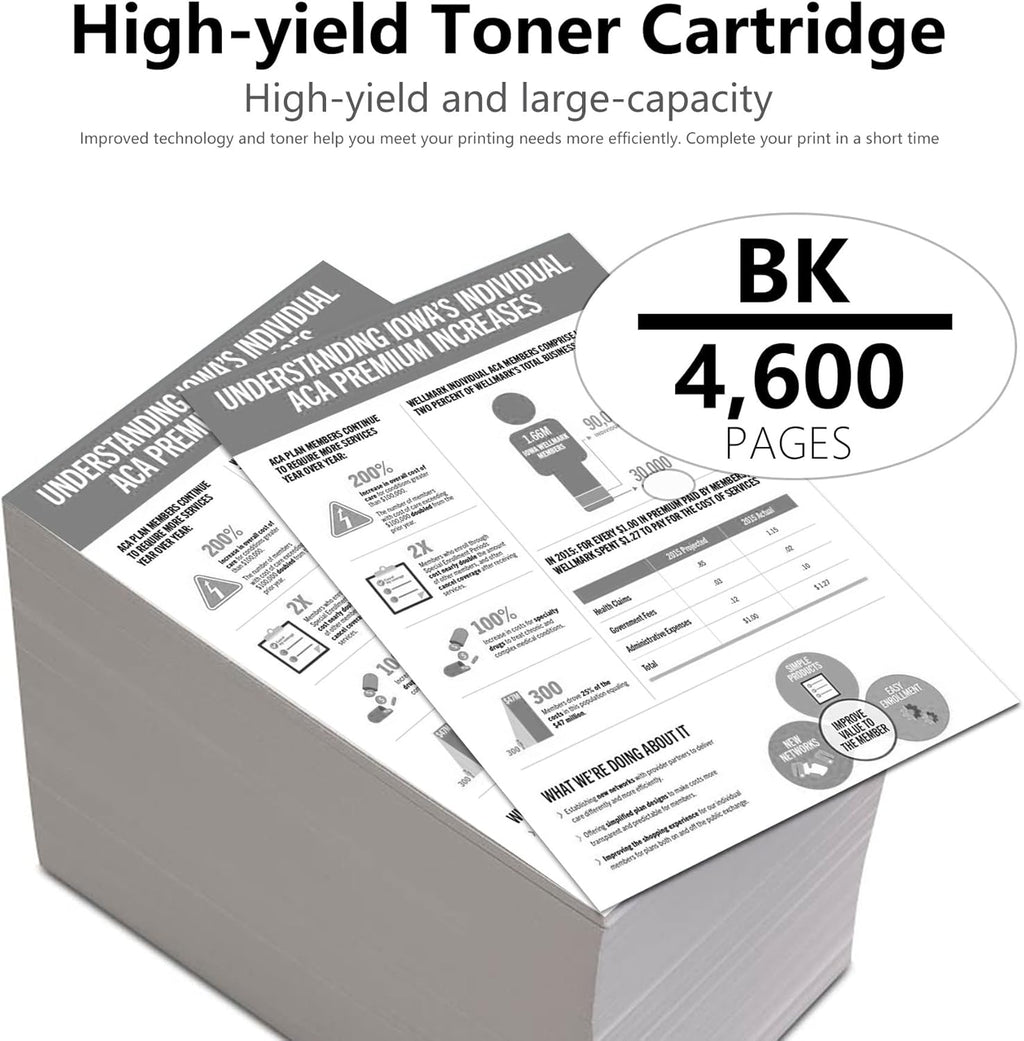2-Black 304A CC530A Toner Cartridge Replacement for HP CM2320n CM2320fxi CM2320nf CP2025 CP2025n CP2025dn CP2025x Printer M19185