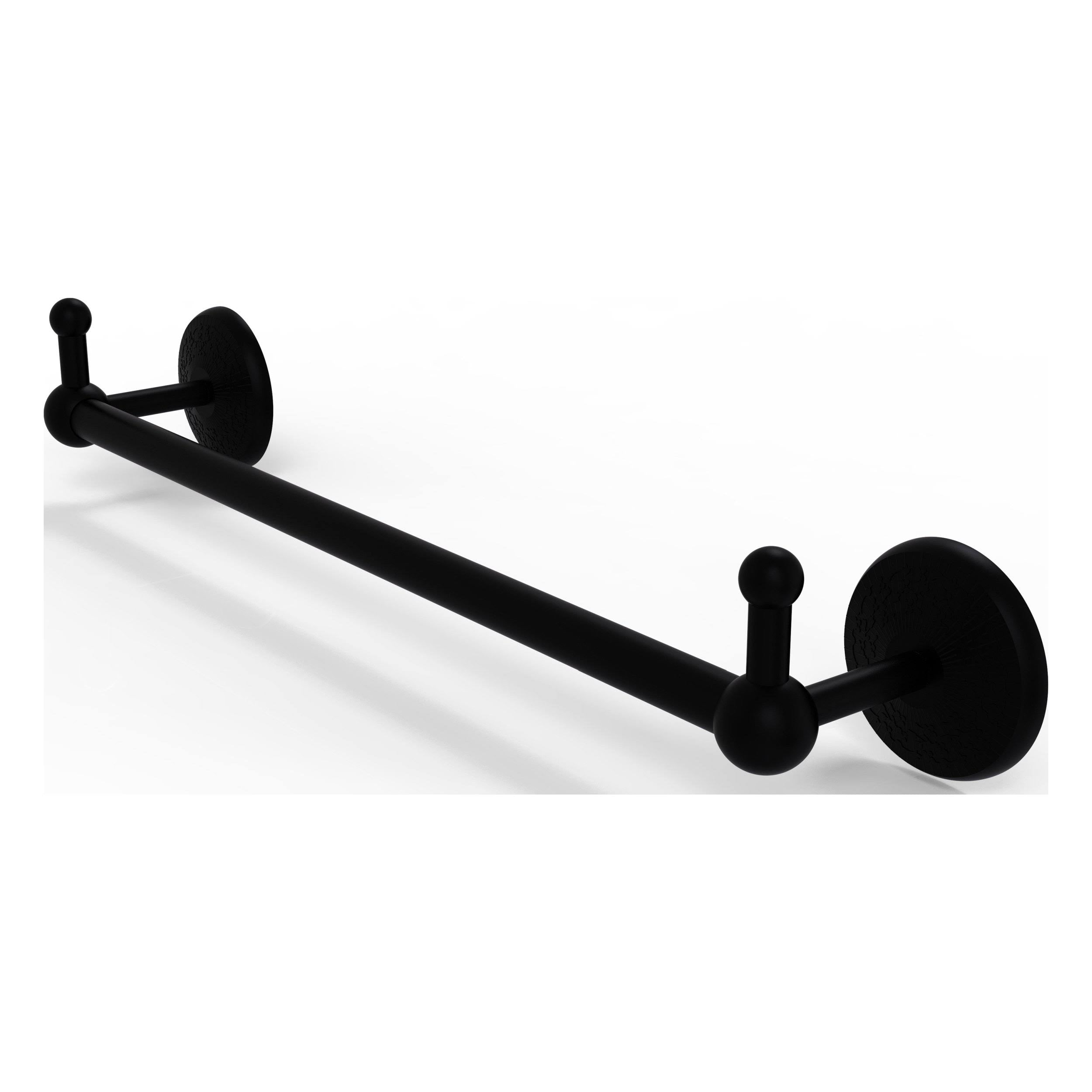 Matte Black 24 inch Towel Bar with Integrated Hooks F8538
