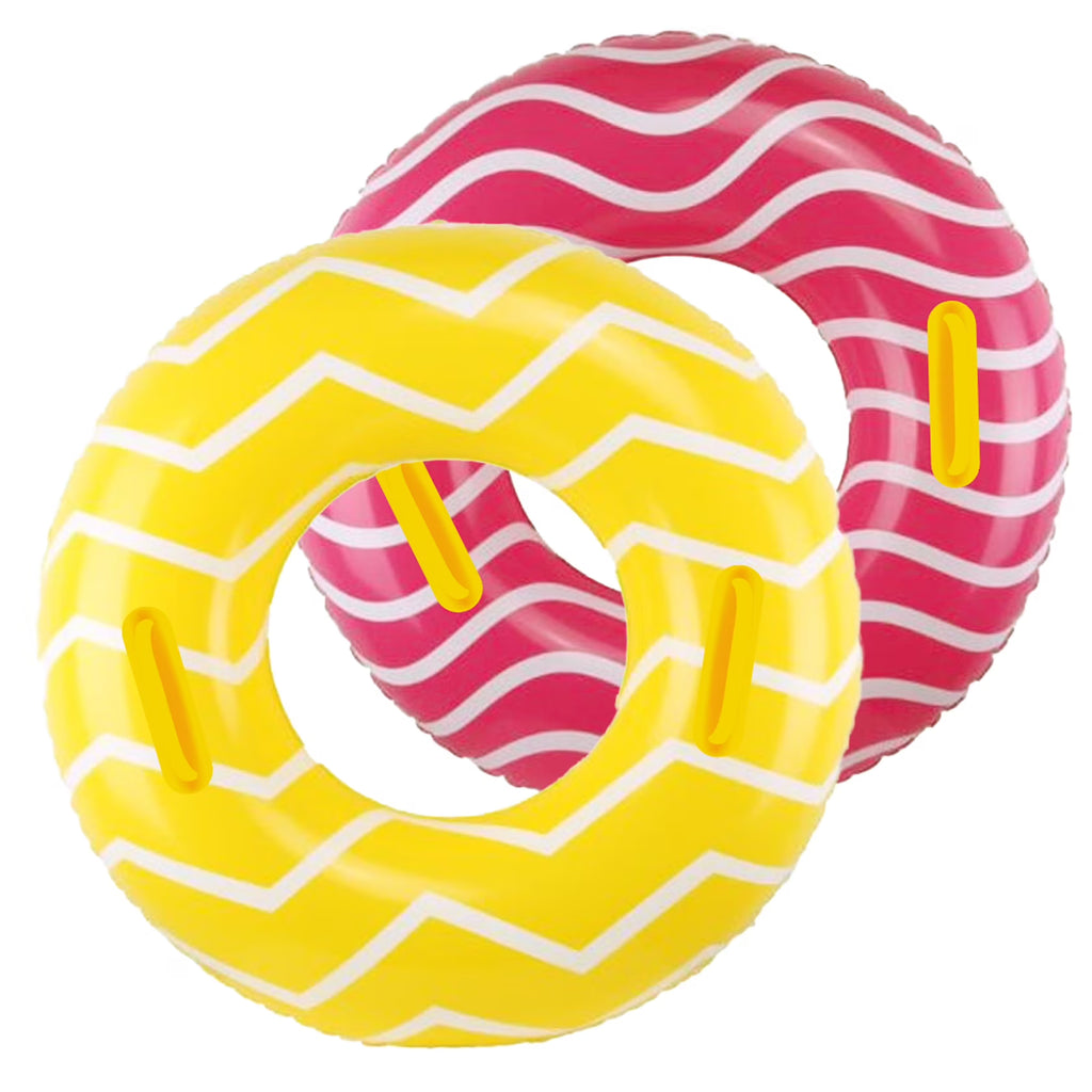 2 Pack Inflatable Pool Tubes with Handles, Pink Swimming Floats T9467