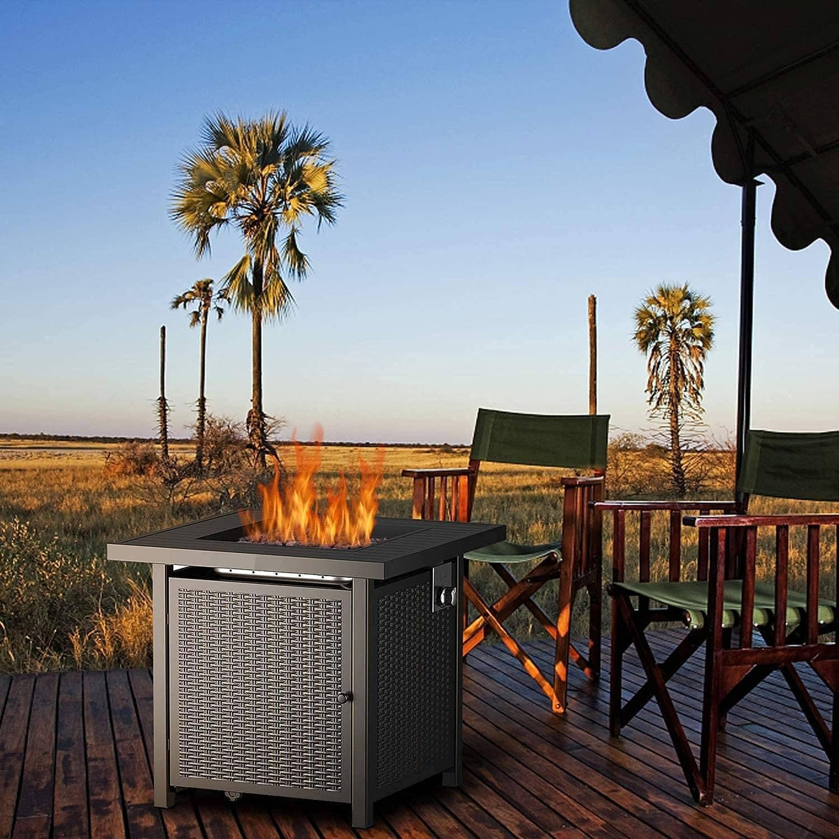 28 Inch 50,000 BTU Propane Gas Fire Pit Table with Lid J4226