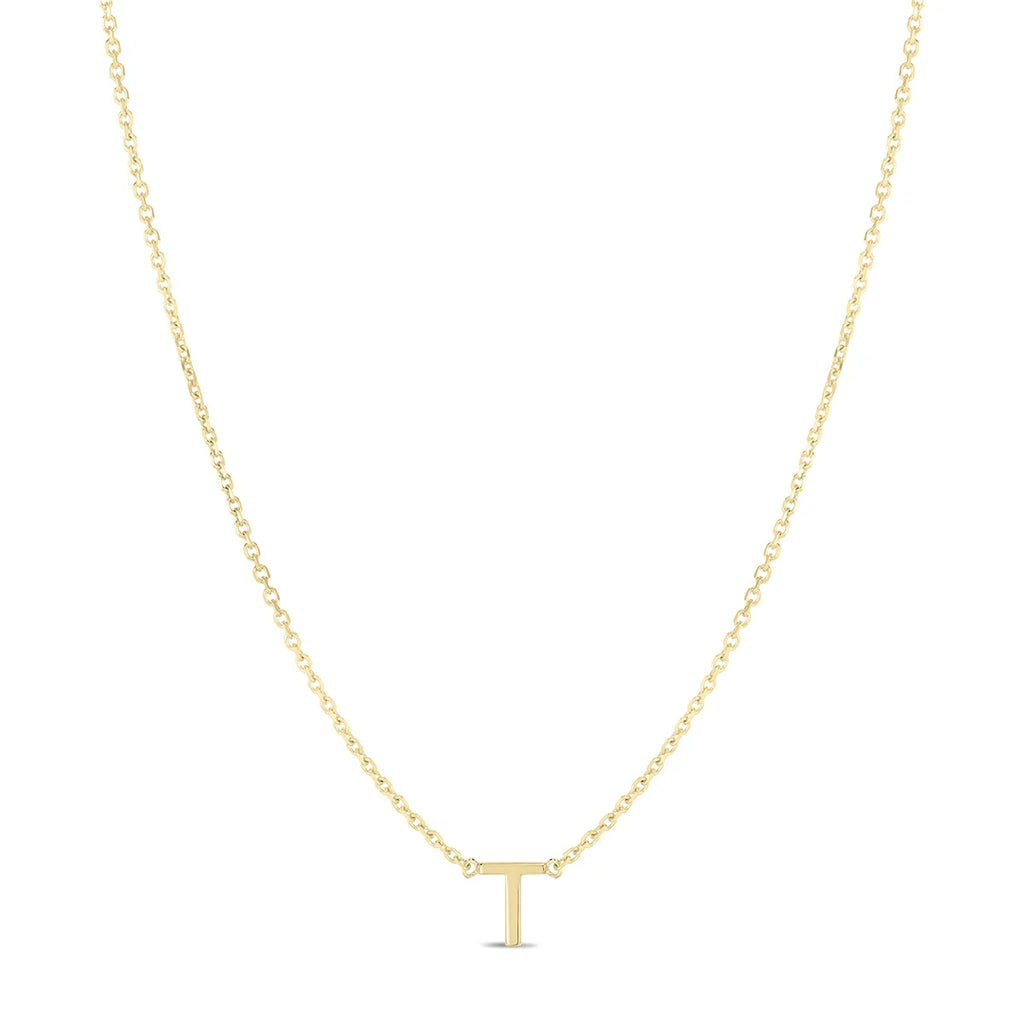 14K Solid Yellow Gold Initial Necklace L226