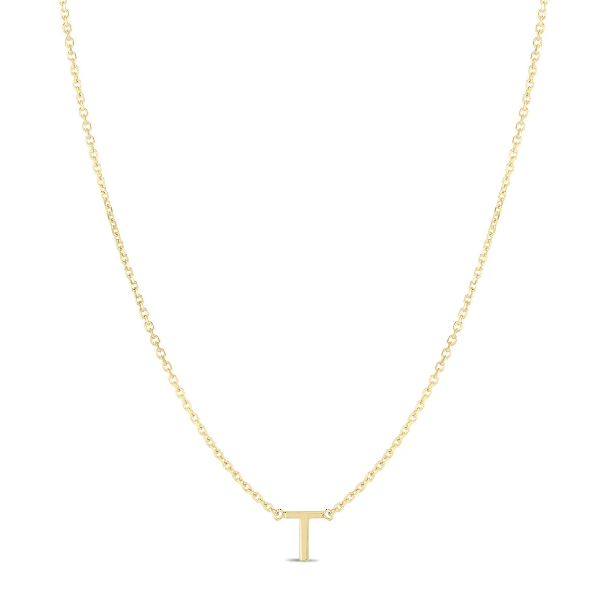 14K Solid Yellow Gold Initial Necklace L226