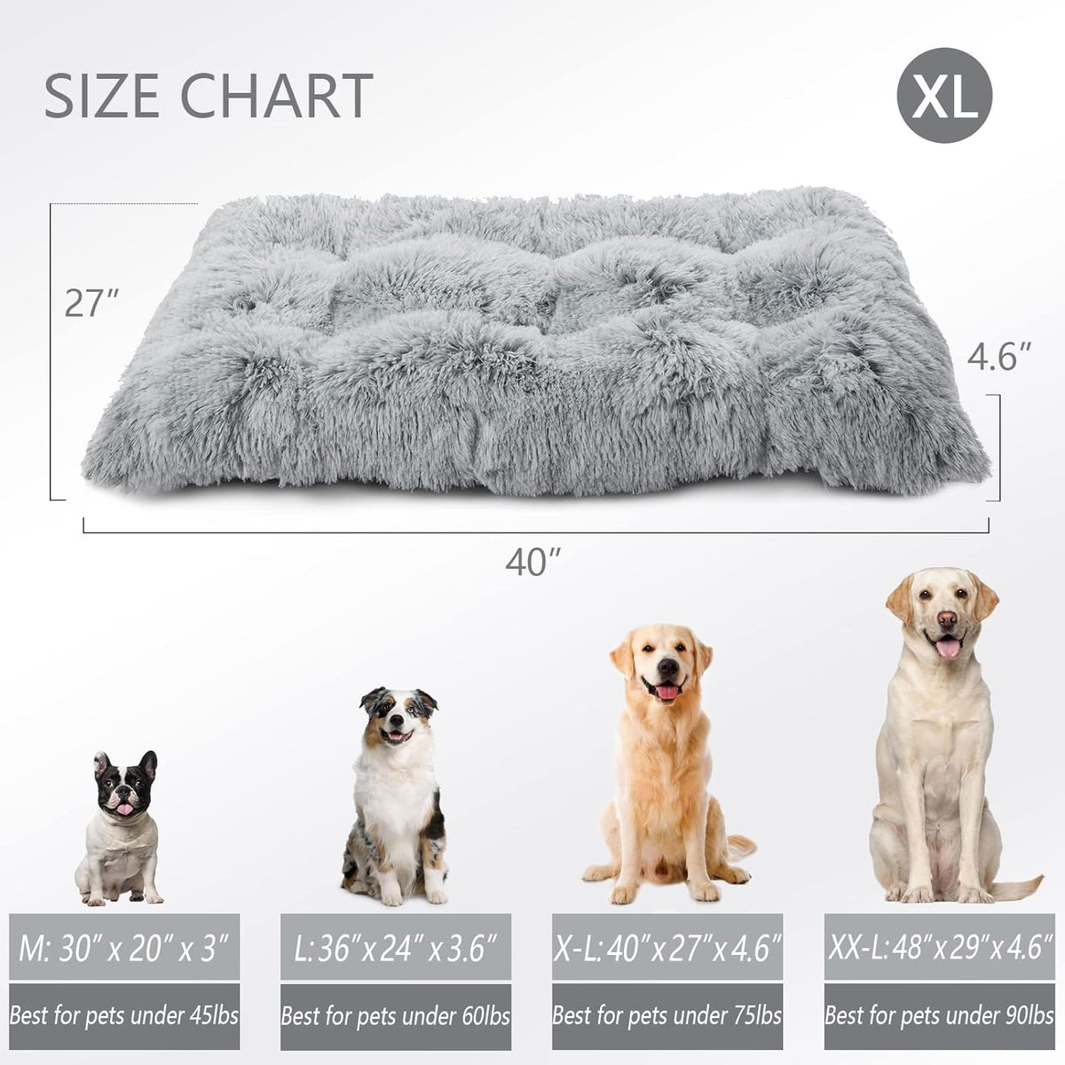XL Plush Faux Fur Dog Bed with Waterproof Non-Slip Bottom A936