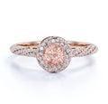 18K Rose Gold Plating over Silver Morganite and Moissanite Engagement Ring I314
