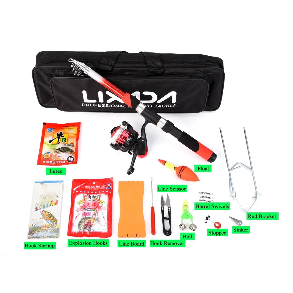 2.1m Telescopic Fishing Rods with 2PCS Reels Fishing Bag H62377