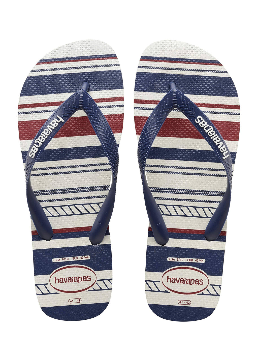 White/Navy Blue/White Flip Flops F694