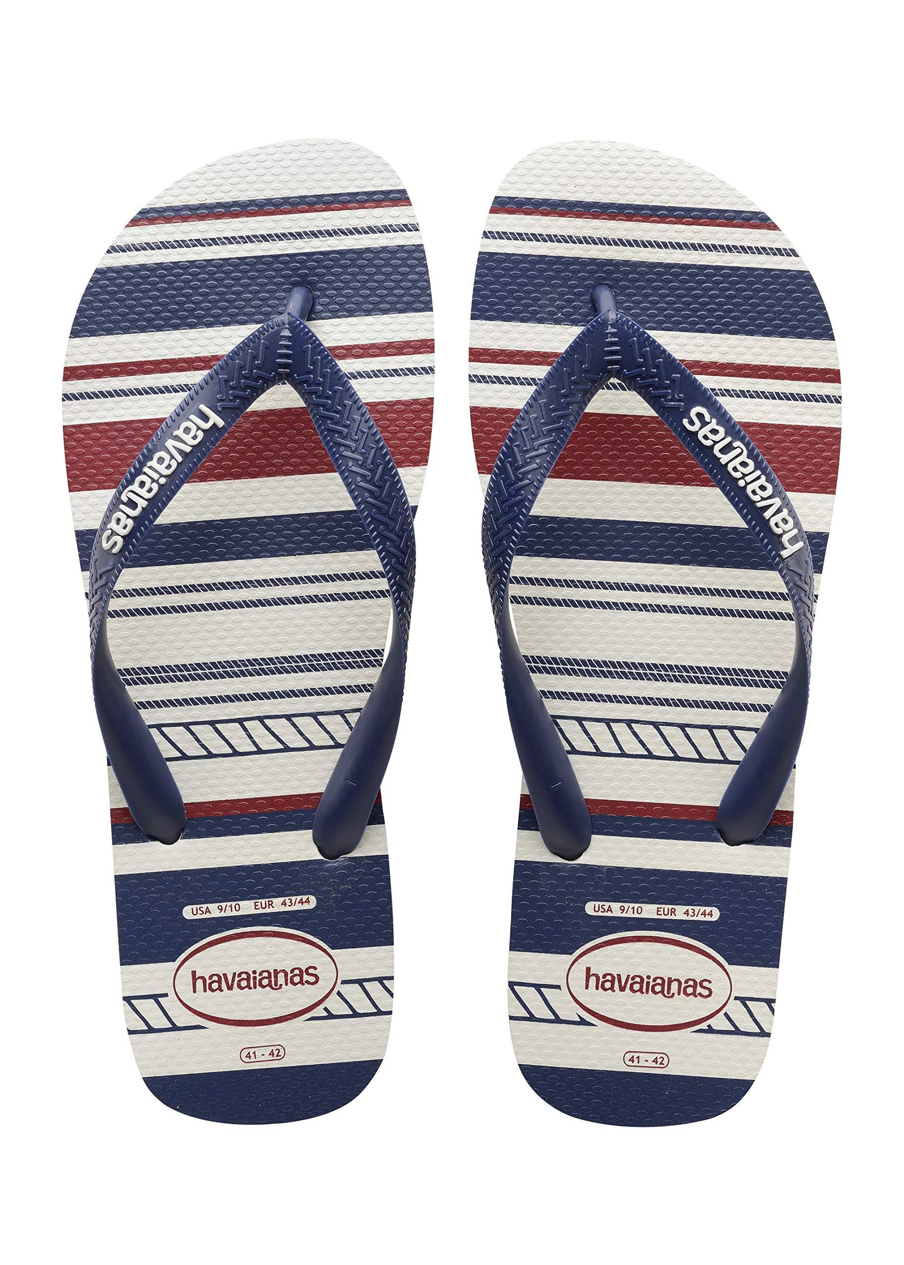 White/Navy Blue/White Flip Flops F694