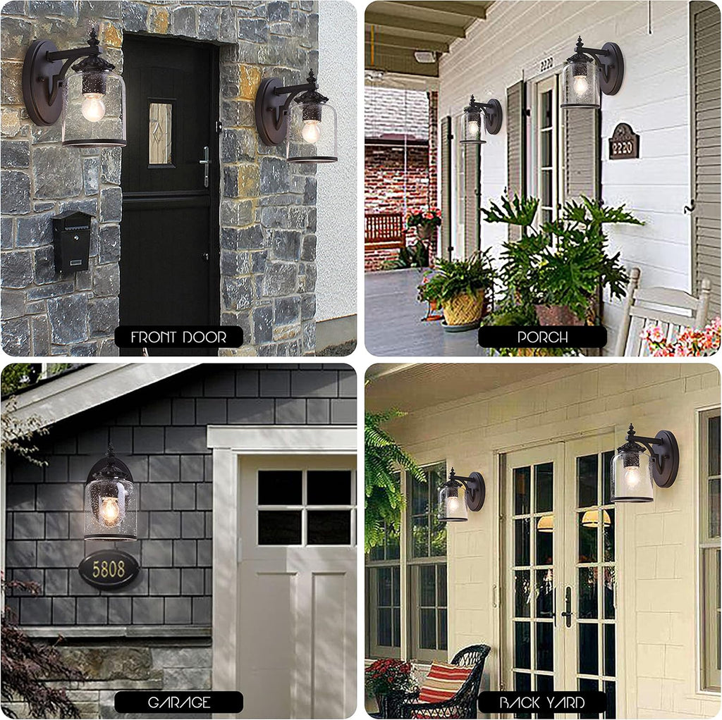 Farmhouse Exterior Lantern with Glass, Die Casting Aluminum 1-Light Wall Light A339