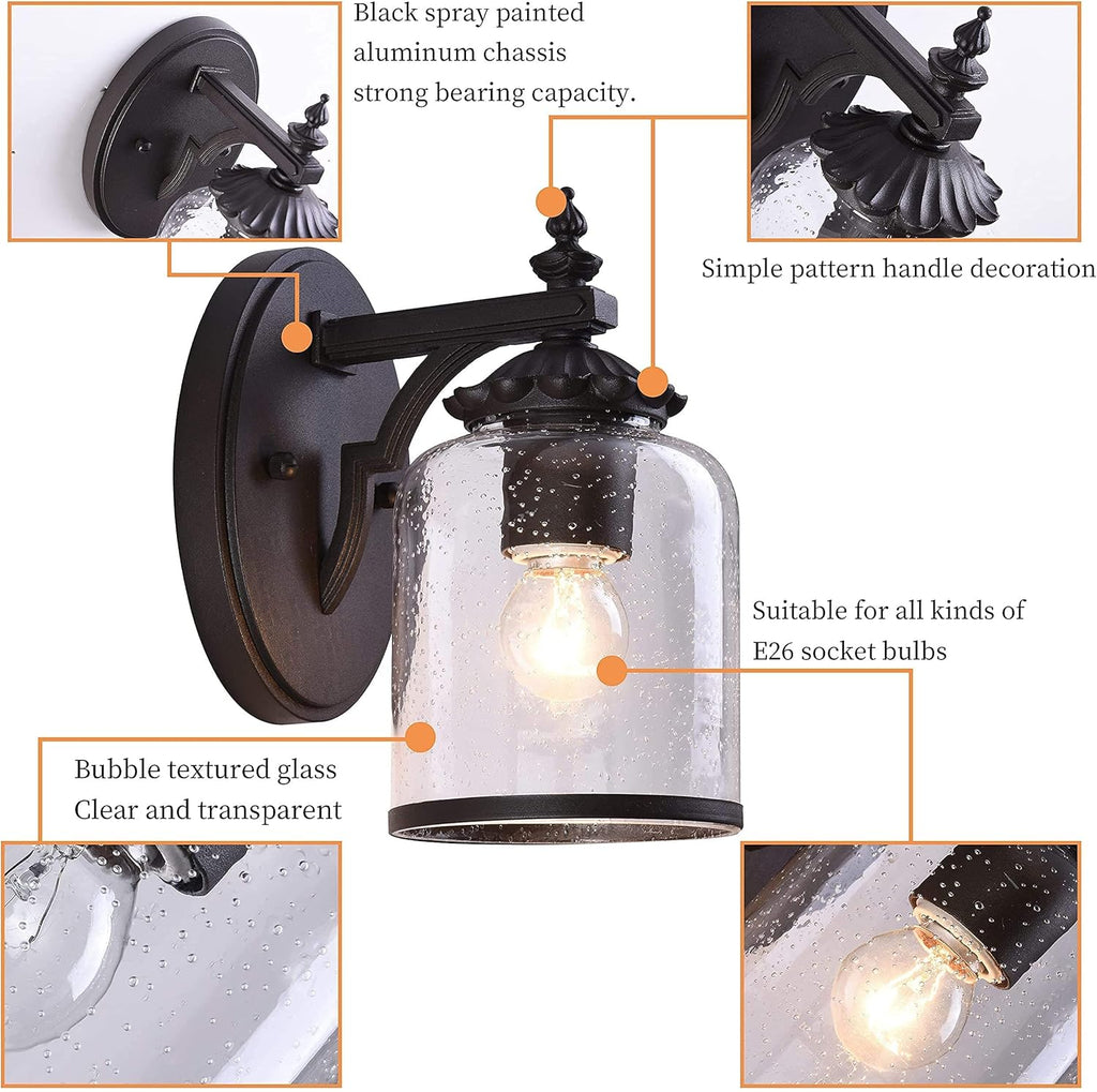 Farmhouse Exterior Lantern with Glass, Die Casting Aluminum 1-Light Wall Light A339