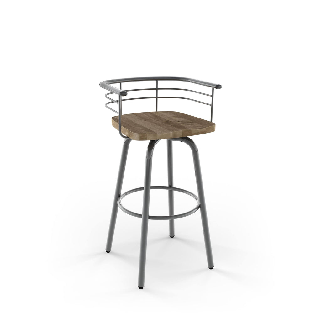 Swivel Metal Counter Stool with Distressed Wood Seat W6228