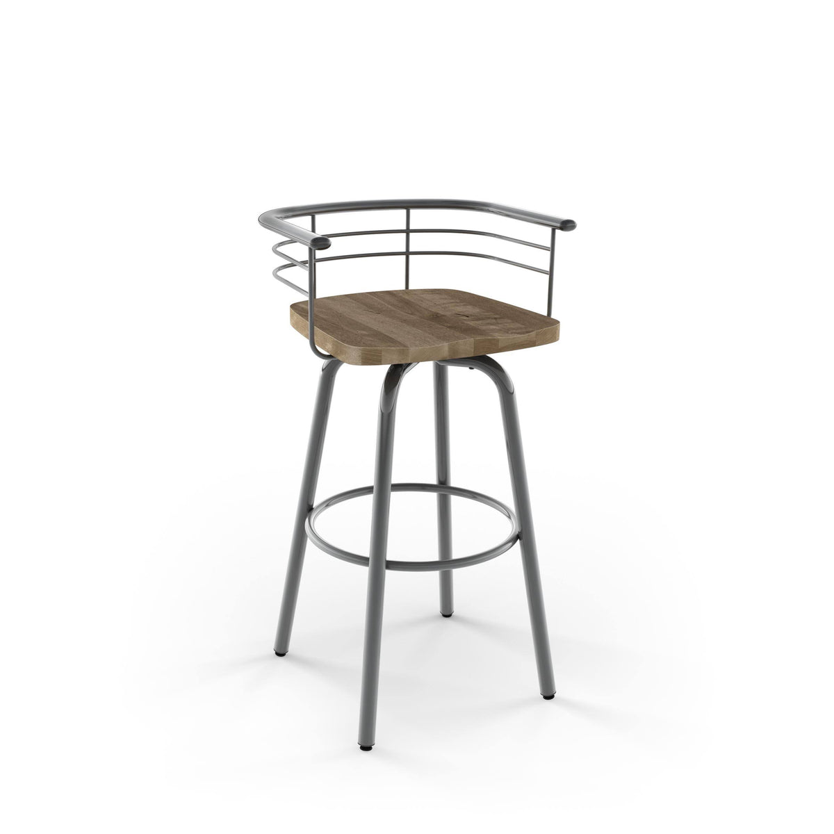 Swivel Metal Counter Stool with Distressed Wood Seat W6228