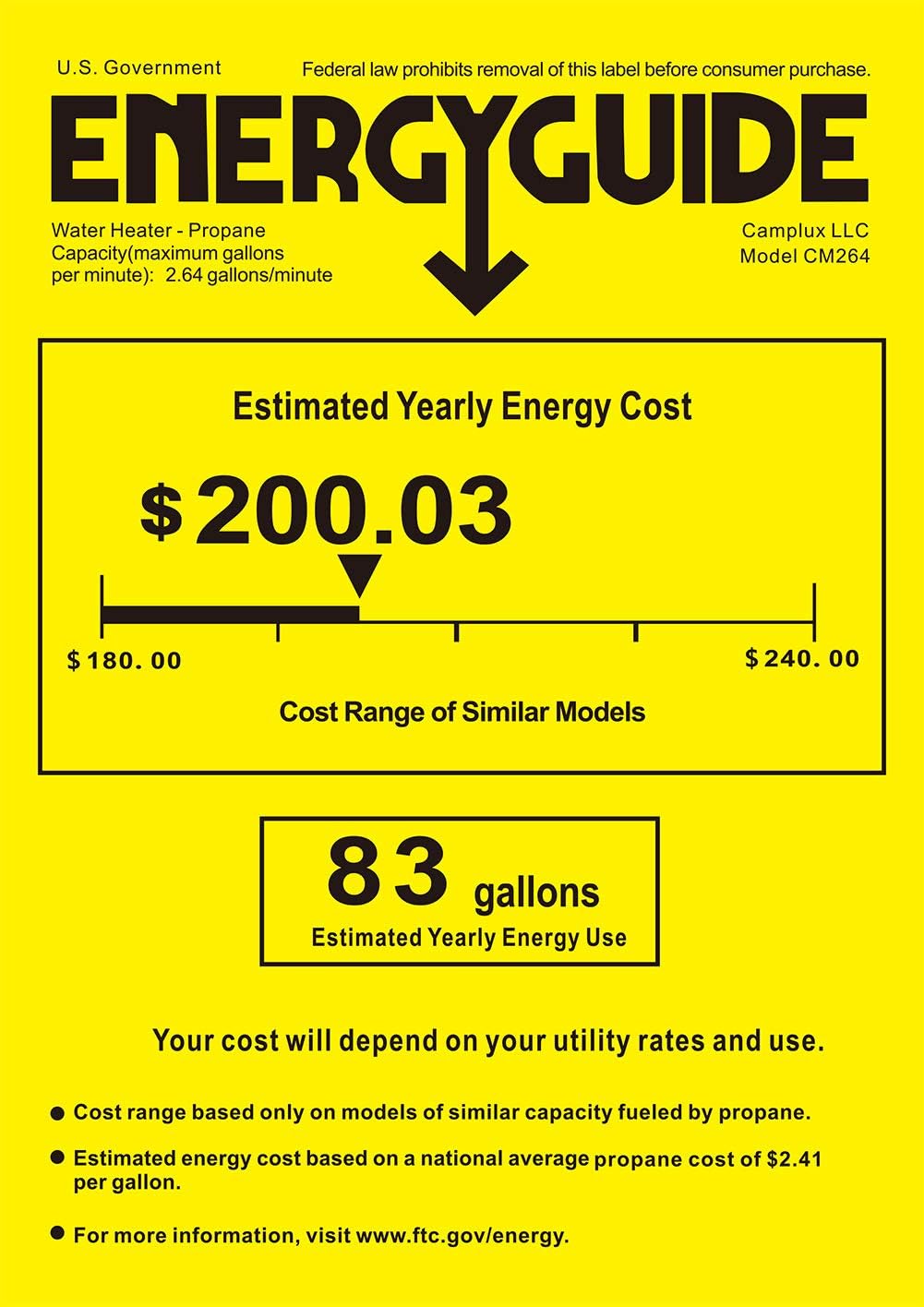 2.64 GPM Propane Tankless Water Heater E195
