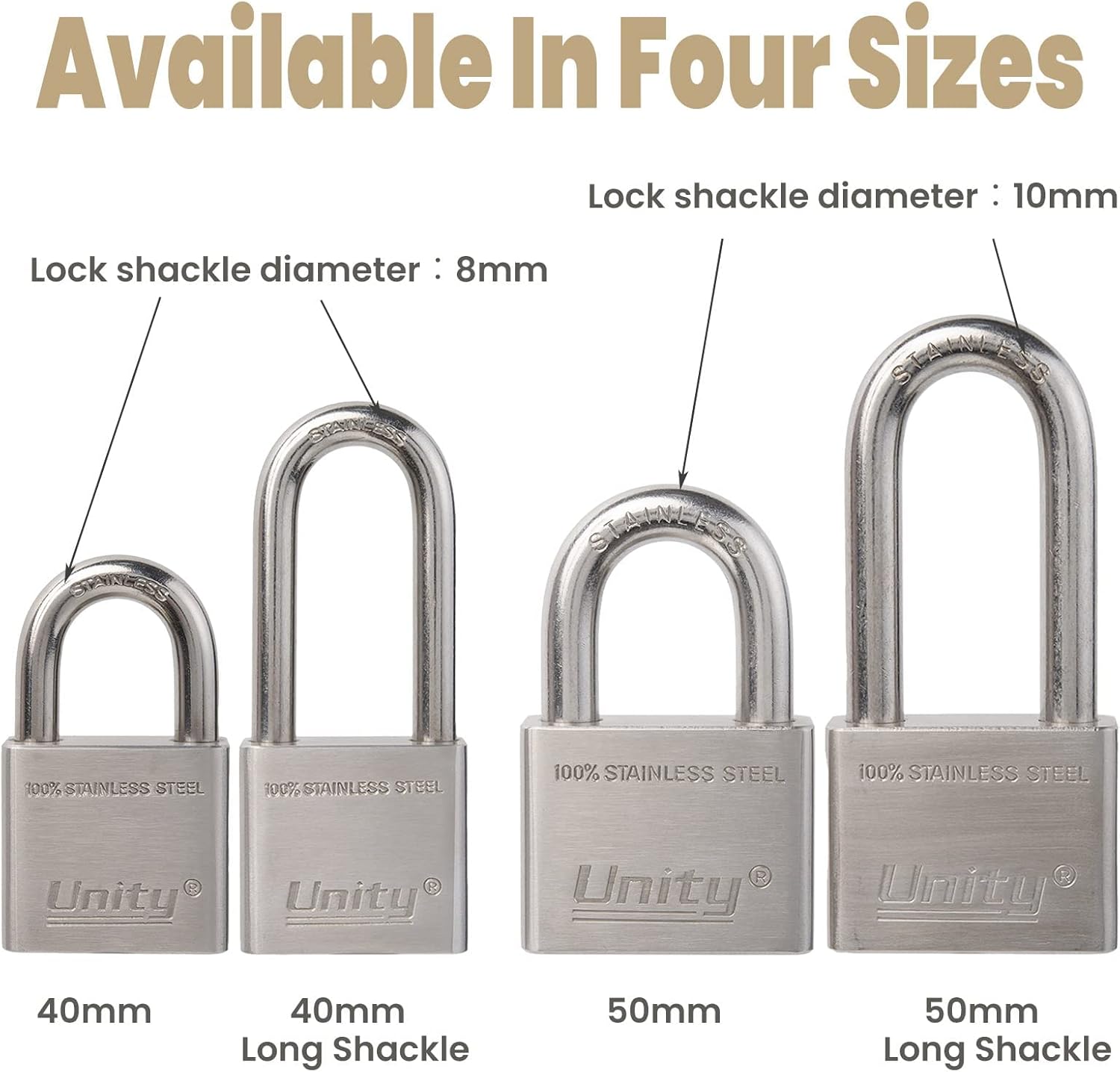 100% Stainless Steel Keyed Alike Marine Lock, Pack of 2 (50mm) R9790