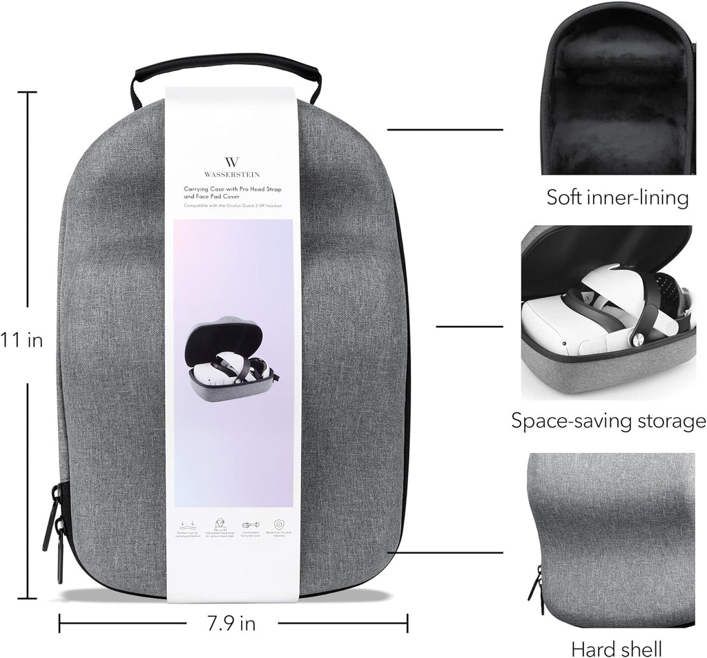 VR Headset Carrying Case, Head Strap, and Face Cover Bundle Pack of 2 S5700